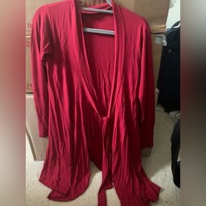 Small long sleeve red cardigan with tie at the front